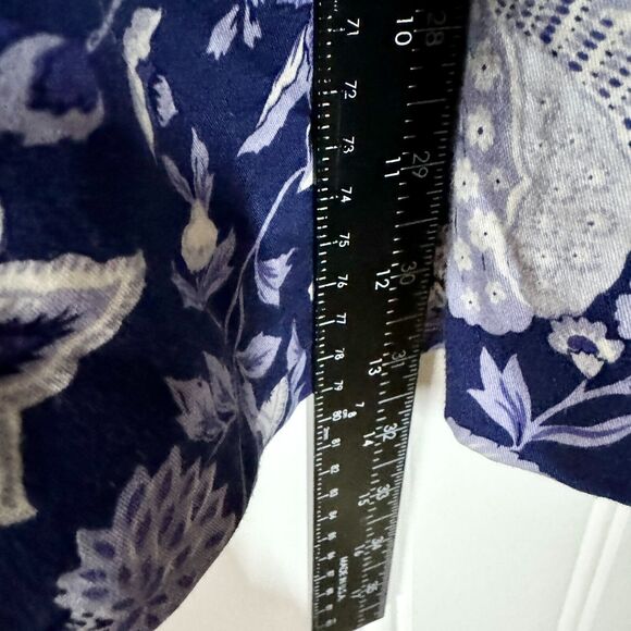 VTG Alexander Campbell 2 Piece Blue Button Down Top & Skirt Set Floral Collared - Picture 8 of 9